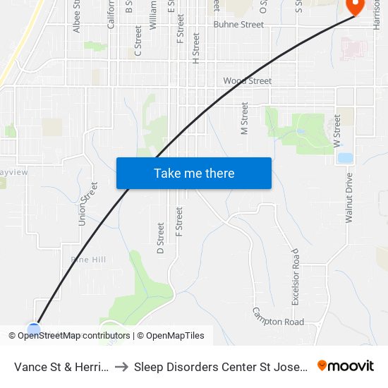 Vance St & Herrick Ave to Sleep Disorders Center St Joseph Hospital map