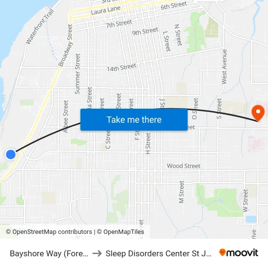 Bayshore Way (Forest Service) to Sleep Disorders Center St Joseph Hospital map