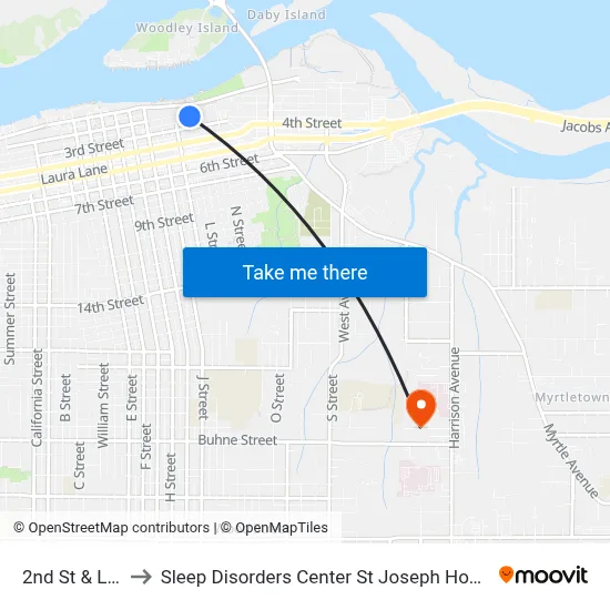 2nd St & L St to Sleep Disorders Center St Joseph Hospital map