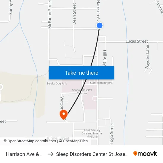 Harrison Ave & 18th St to Sleep Disorders Center St Joseph Hospital map