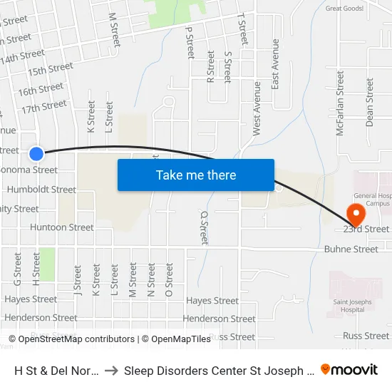 H St & Del Norte St to Sleep Disorders Center St Joseph Hospital map