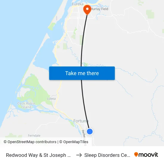 Redwood Way & St Joseph Dr - Sb Stop (Redwood Memorial) to Sleep Disorders Center St Joseph Hospital map