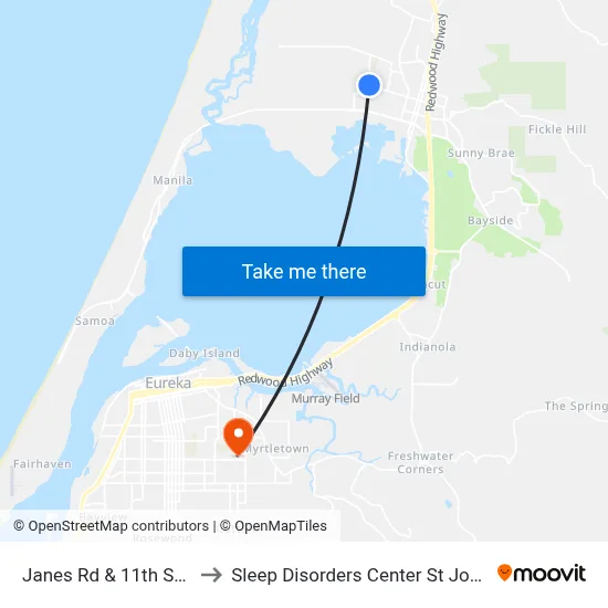 Janes Rd & 11th St (Market) to Sleep Disorders Center St Joseph Hospital map