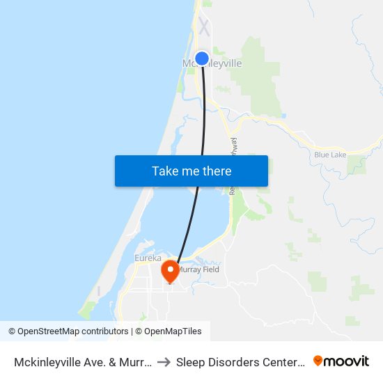 Mckinleyville Ave. & Murray Rd. (High School) to Sleep Disorders Center St Joseph Hospital map