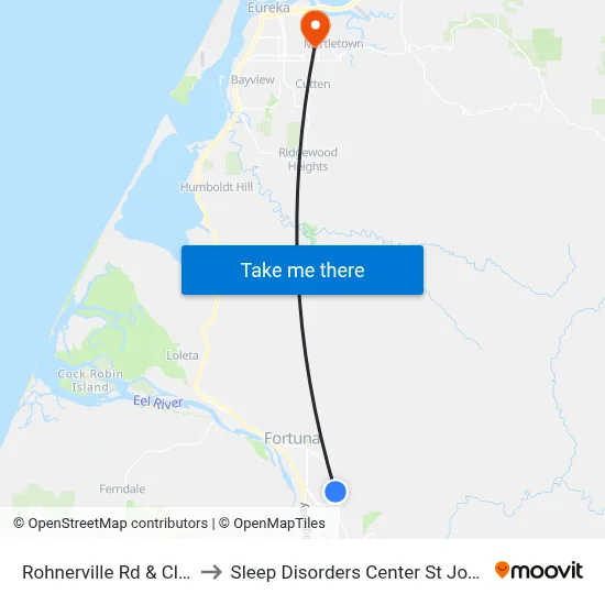 Rohnerville Rd & Clifton Way to Sleep Disorders Center St Joseph Hospital map