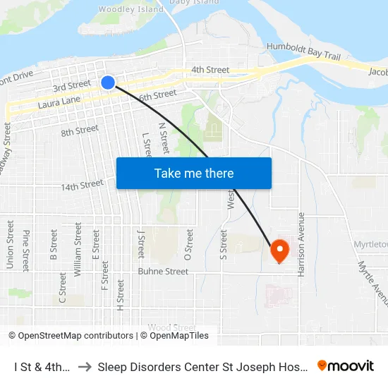 I St & 4th St to Sleep Disorders Center St Joseph Hospital map