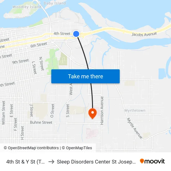 4th St & Y St (Target) to Sleep Disorders Center St Joseph Hospital map