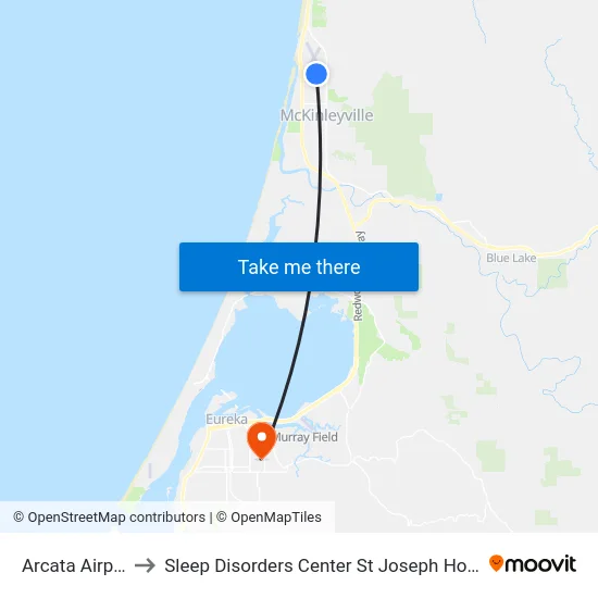 Arcata Airport to Sleep Disorders Center St Joseph Hospital map