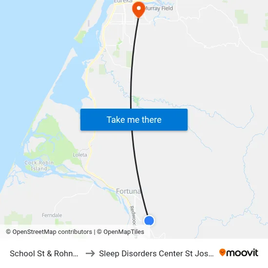 School St & Rohnerville Rd to Sleep Disorders Center St Joseph Hospital map