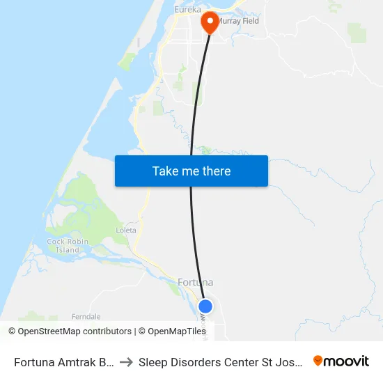 Fortuna Amtrak Bus Stop to Sleep Disorders Center St Joseph Hospital map