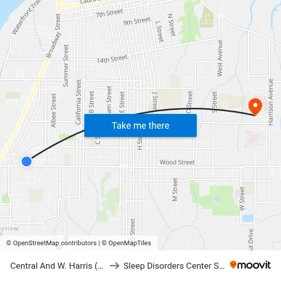 Central And W. Harris (Eureka Va Clinic) to Sleep Disorders Center St Joseph Hospital map