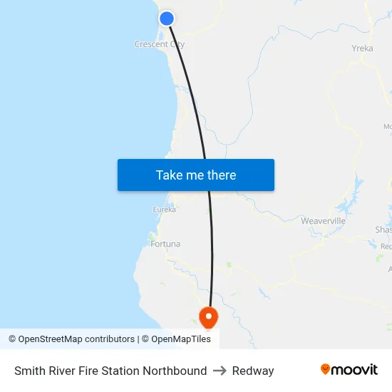Smith River Fire Station Northbound to Redway map