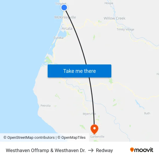 Westhaven Offramp & Westhaven Dr to Redway map