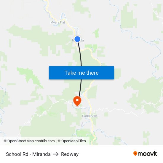 School Rd - Miranda to Redway map