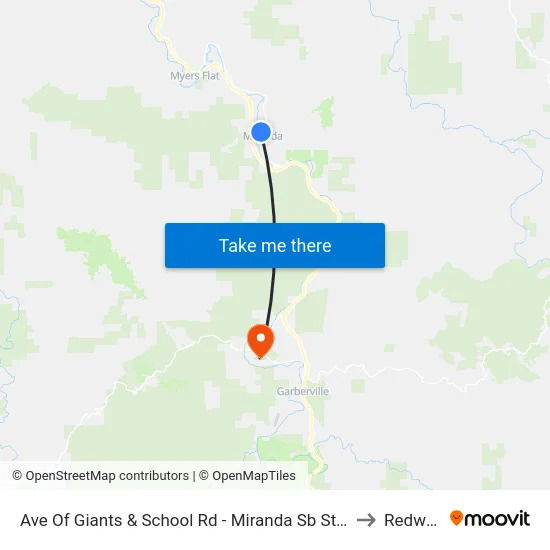 Ave Of Giants & School Rd - Miranda Sb Stop to Redway map