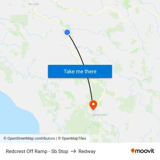 Redcrest Off Ramp - Sb Stop to Redway map