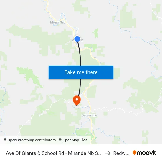 Ave Of Giants & School Rd - Miranda Nb Stop (Sips Coffee) to Redway map