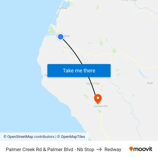Palmer Creek Rd & Palmer Blvd - Nb Stop to Redway map