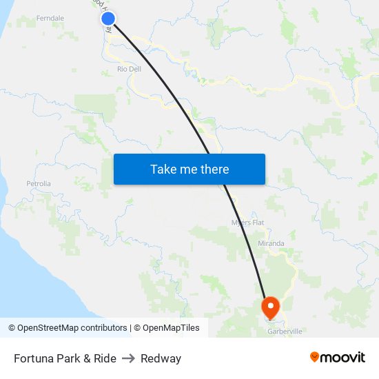 Fortuna Park & Ride to Redway map