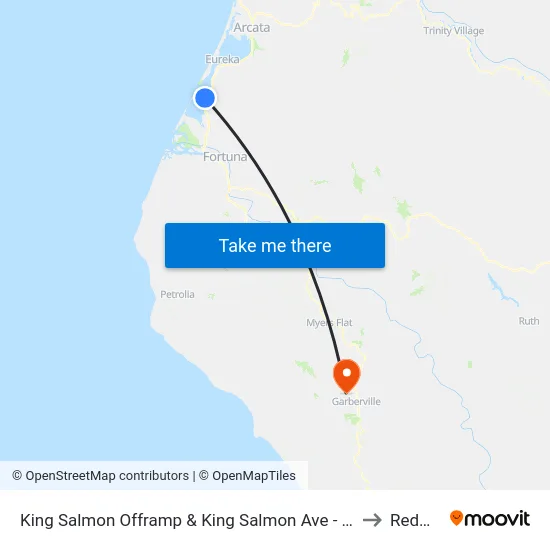 King Salmon Offramp & King Salmon Ave - Sb Stop to Redway map