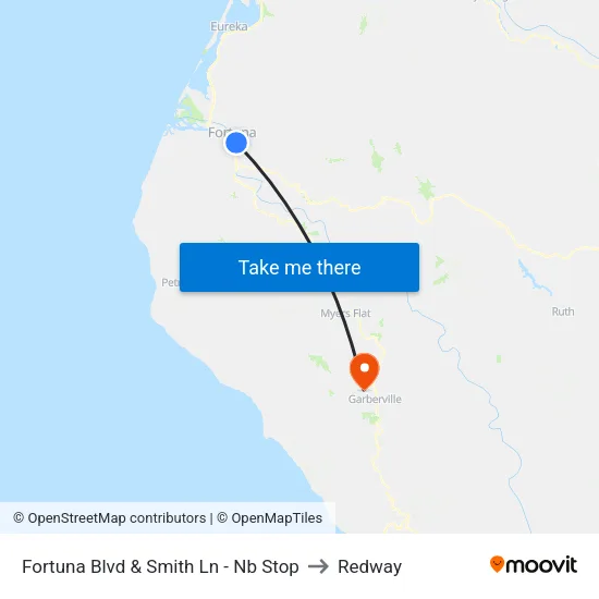 Fortuna Blvd & Smith Ln - Nb Stop to Redway map