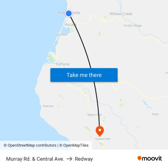 Murray Rd & Central Ave - Nb Stop to Redway map