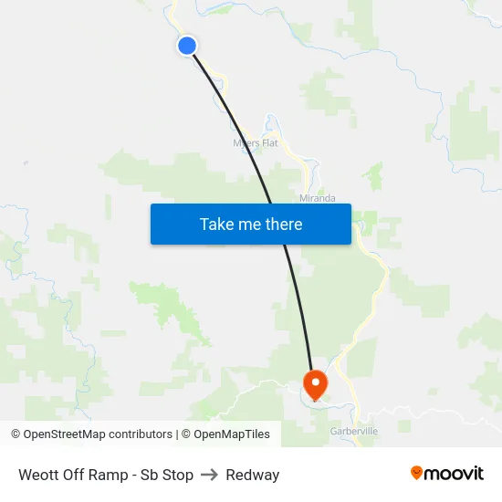 Weott Off Ramp - Sb Stop to Redway map