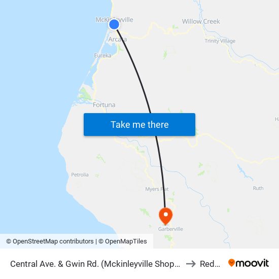 Central Ave. & Gwin Rd. (Mckinleyville Shopping Center) to Redway map