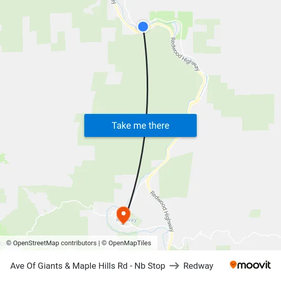 Ave Of Giants & Maple Hills Rd - Nb Stop to Redway map