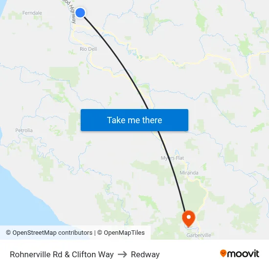 Rohnerville Rd & Clifton Way to Redway map