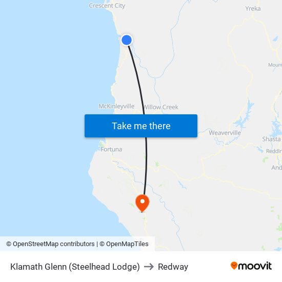 Klamath Glenn (Steelhead Lodge) to Redway map