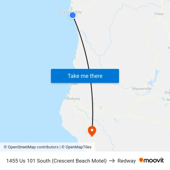 1455 Us 101 South (Crescent Beach Motel) to Redway map