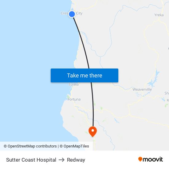 Sutter Coast Hospital to Redway map