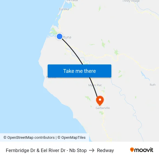 Fernbridge Dr & Eel River Dr - Nb Stop to Redway map