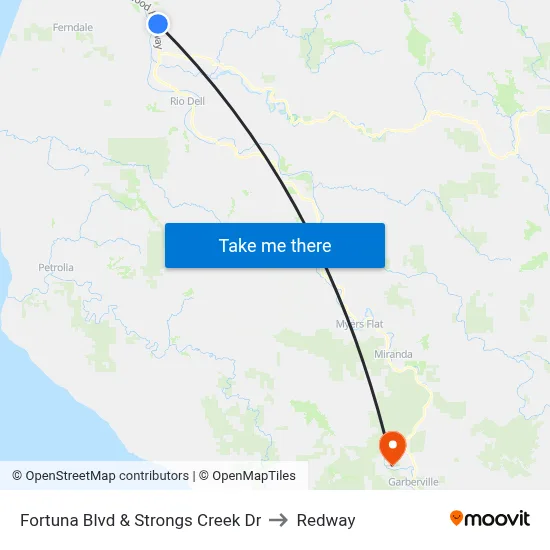 Fortuna Blvd & Strongs Creek Dr to Redway map