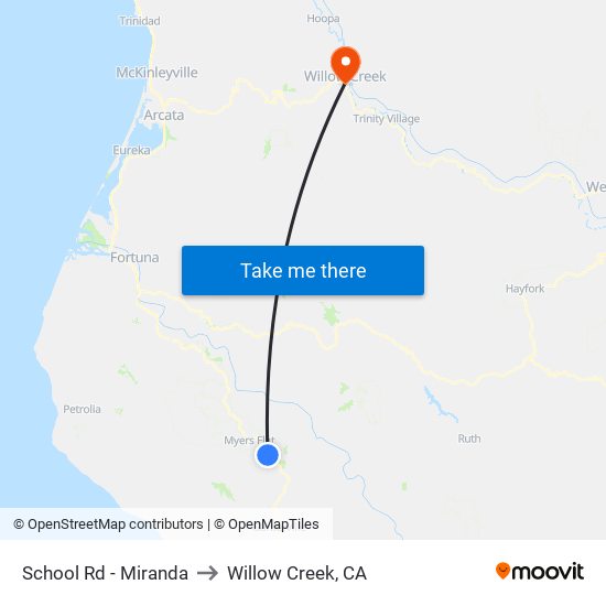 School Rd - Miranda to Willow Creek, CA map