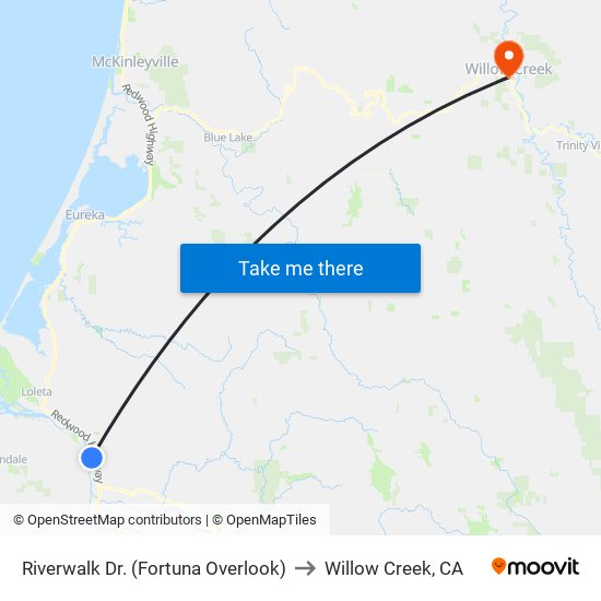 Riverwalk Dr. (Fortuna Overlook) to Willow Creek, CA map