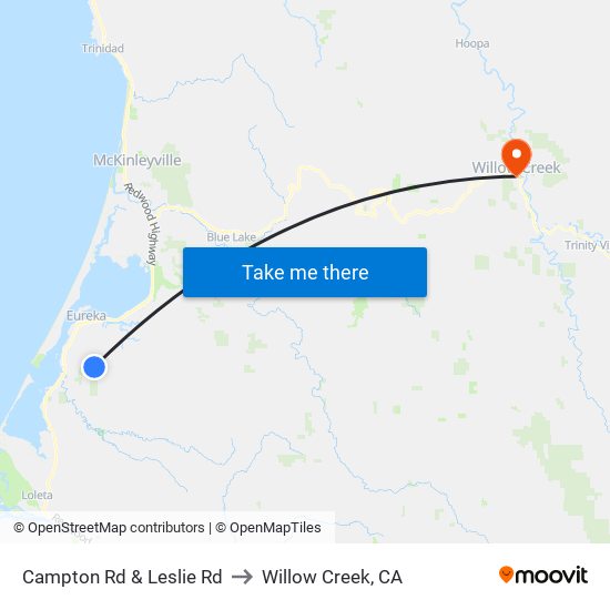 Campton Rd & Leslie Rd to Willow Creek, CA map