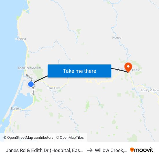 Janes Rd & Edith Dr (Hospital, East Side) to Willow Creek, CA map