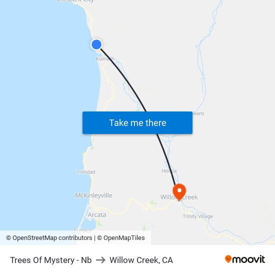 Trees Of Mystery - Nb to Willow Creek, CA map