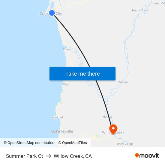 Summer Park Ct to Willow Creek, CA map