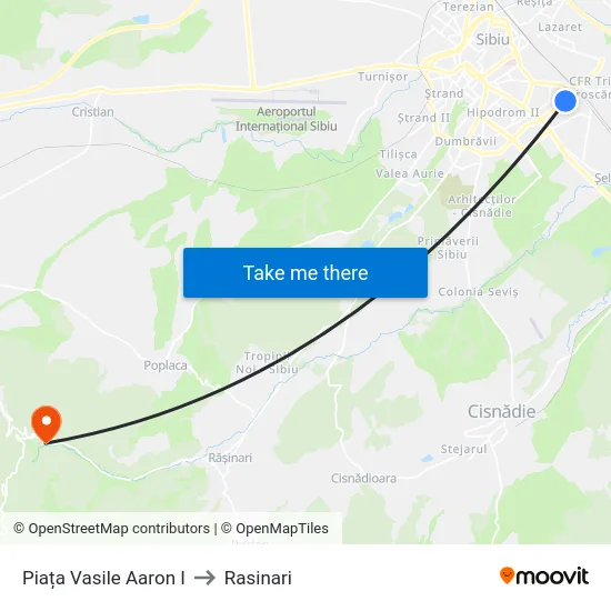 Piața Vasile Aaron I to Rasinari map