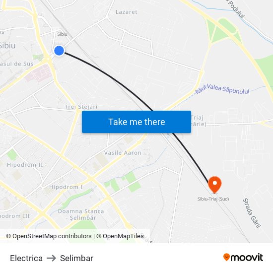 Electrica to Selimbar map