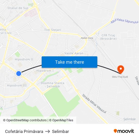 Cofetăria Primăvara to Selimbar map