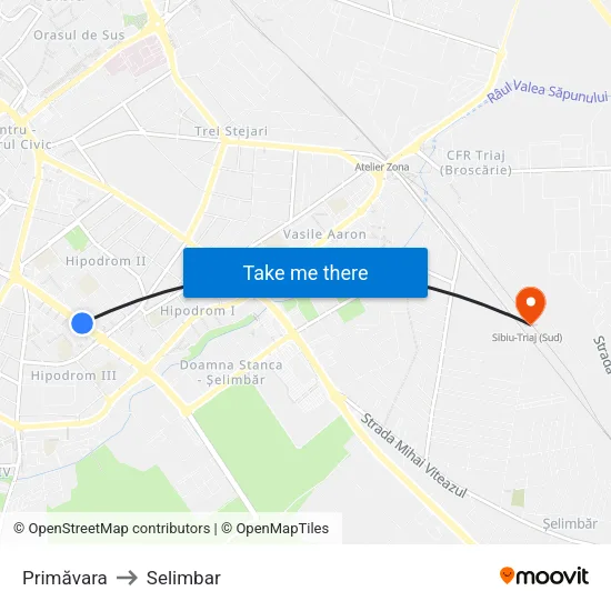 Primăvara to Selimbar map