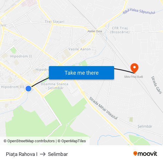 Piața Rahova I to Selimbar map