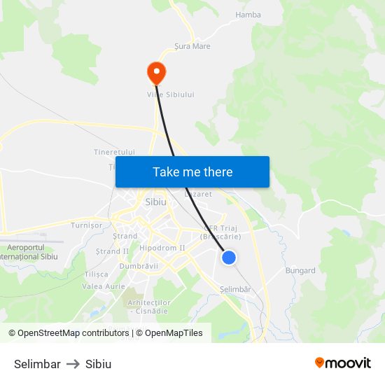 Selimbar to Sibiu map