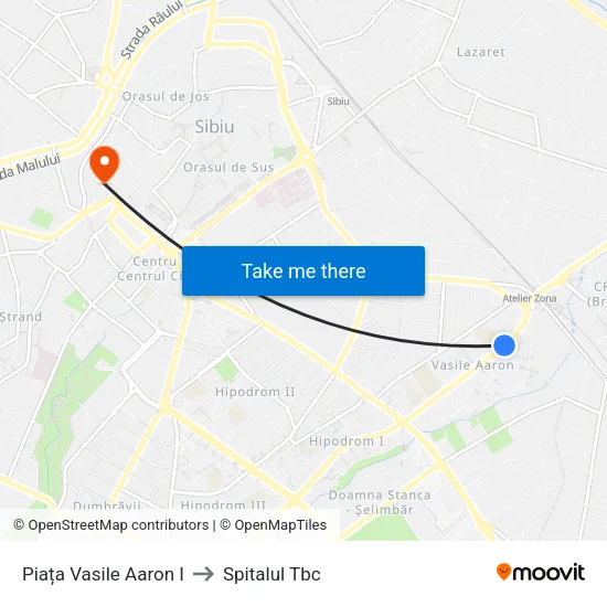 Piața Vasile Aaron I to Spitalul Tbc map