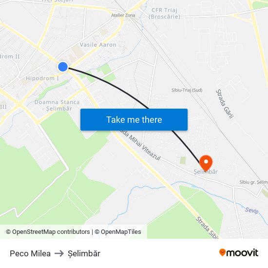 Peco Milea to Șelimbăr map