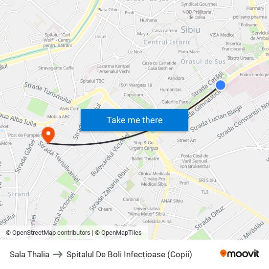 Sala Thalia to Spitalul De Boli Infecțioase (Copii) map